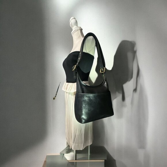 VTG Coach Purse Black Leather Brass Legacy Hobo Bag 9058 Costa Rica 2002 Y2K - Picture 3 of 9